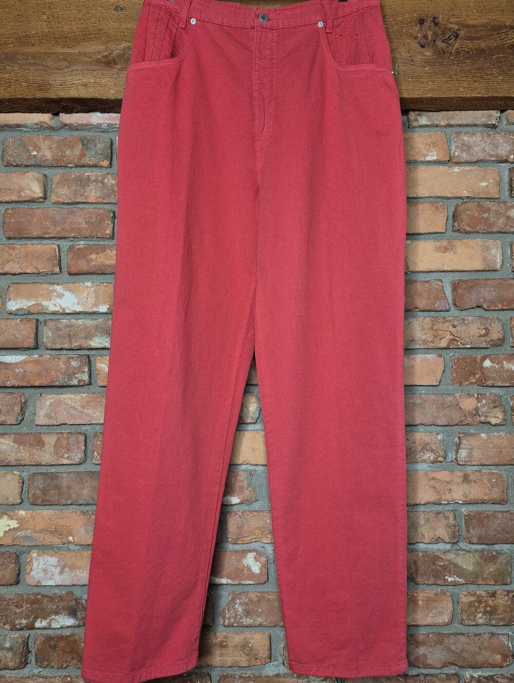 French Dressing Jeans High Rise Pleated Pocket Straight Leg Denim Pants FDJ 12